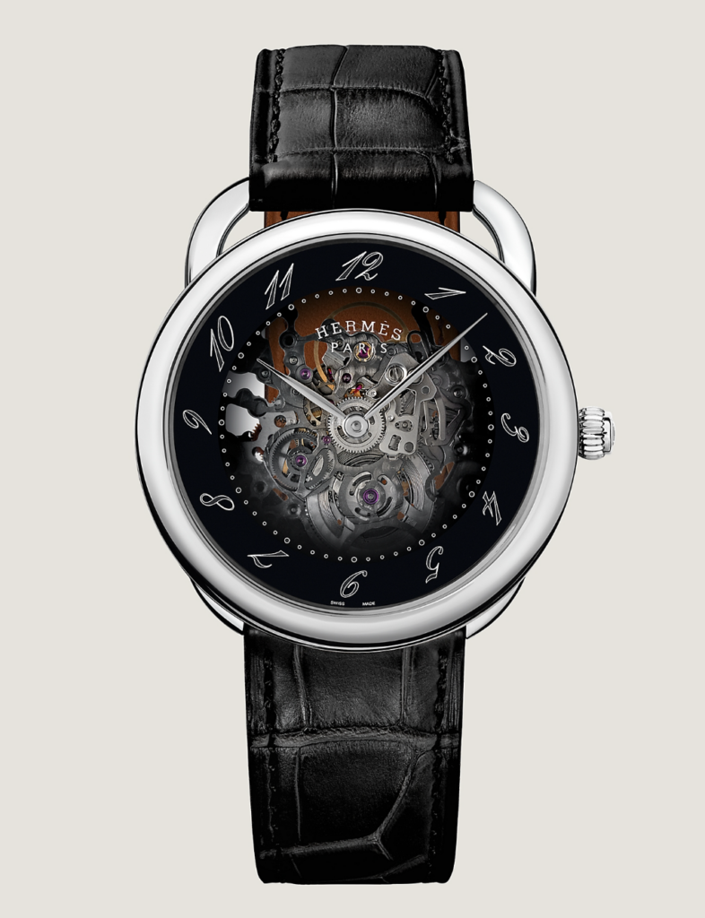 l'arceau de chez hermes, une montre squelette semi transparente